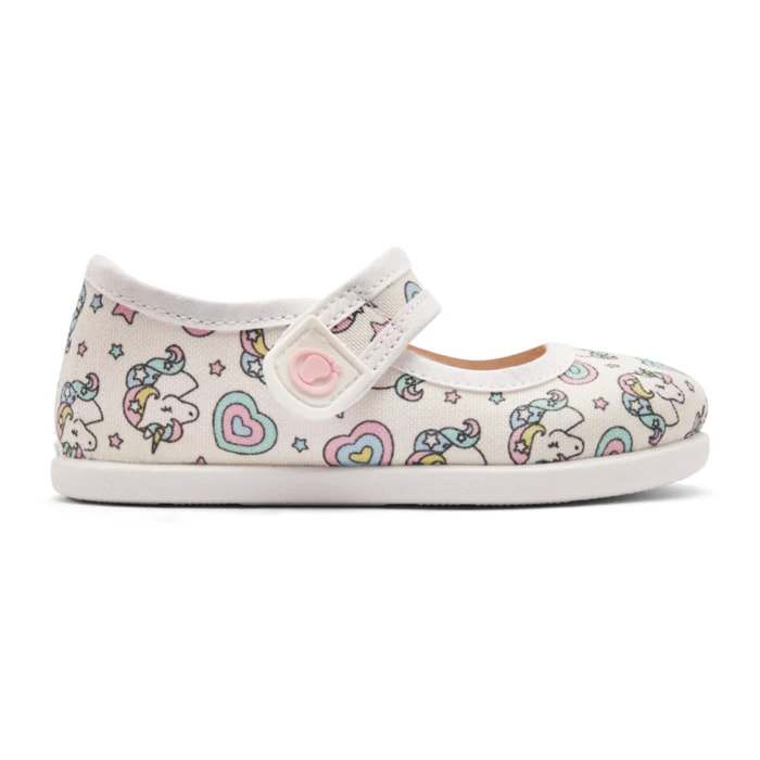 Pepitos de Bebés de Lona Estampado Unicornio Mary Janes