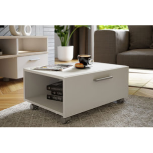 Meuble TV avec table basse intégré sur roulettes - 2 coloris - LAKE