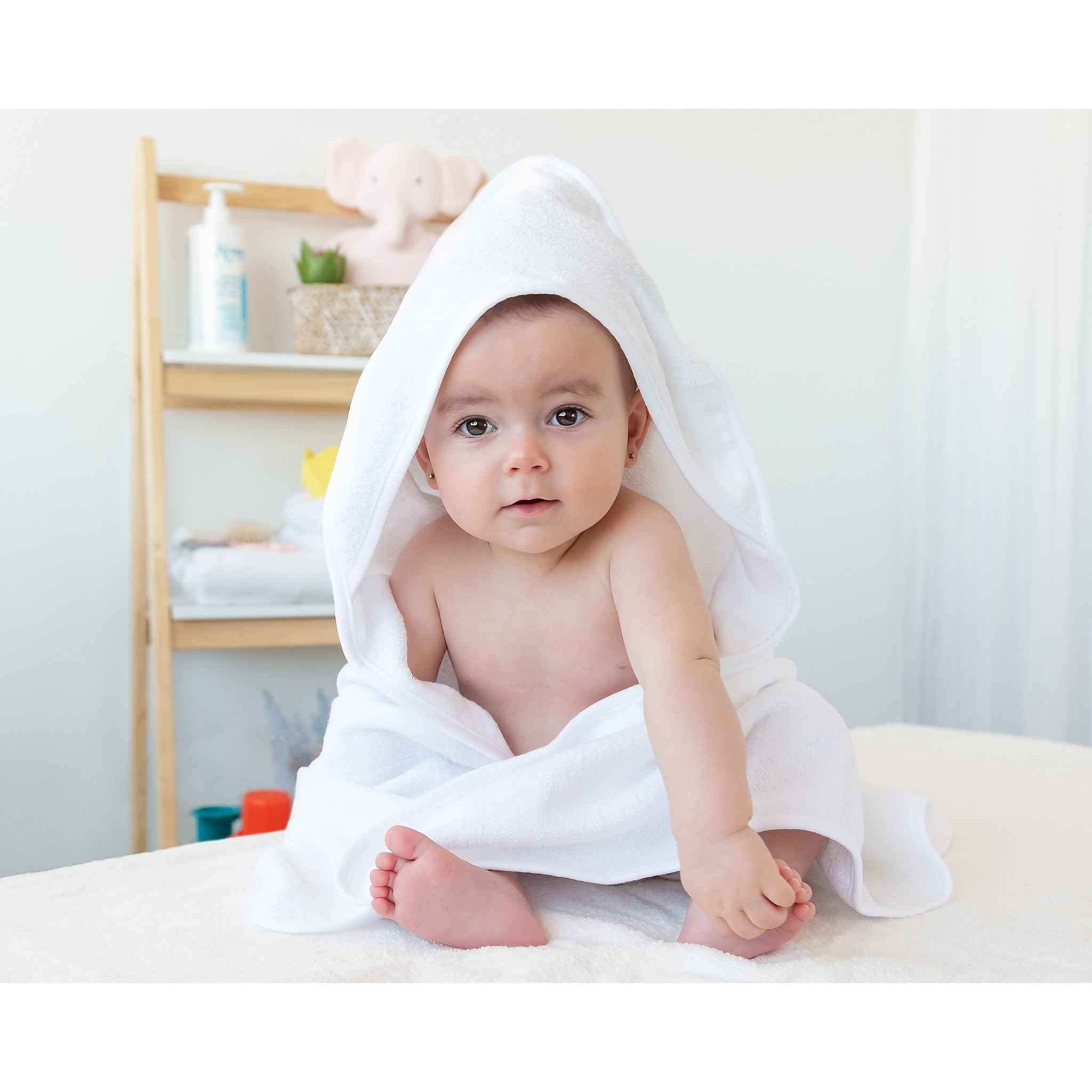 TOALLA BAÑO BAMBÚ PARA BEBÉS BLANCA