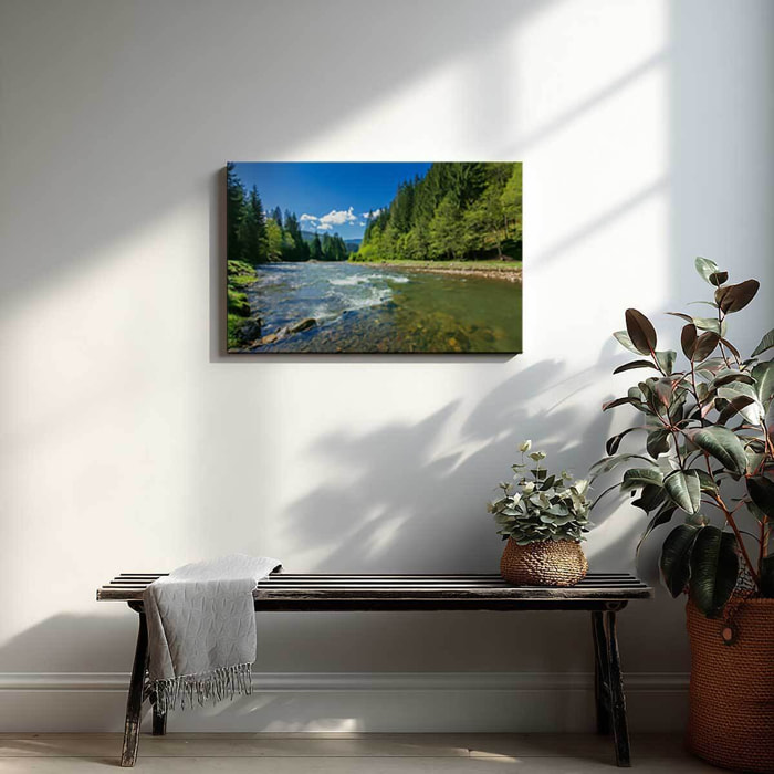 Tableau rivière de montagne lumineuse Toile imprimée