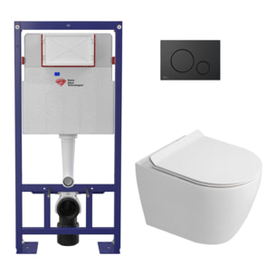 Pack WC bâti-support autoportant + WC sans bride Ceramia PixL avec abattant SoftClose + plaque noir (STCEPXWT01-U)