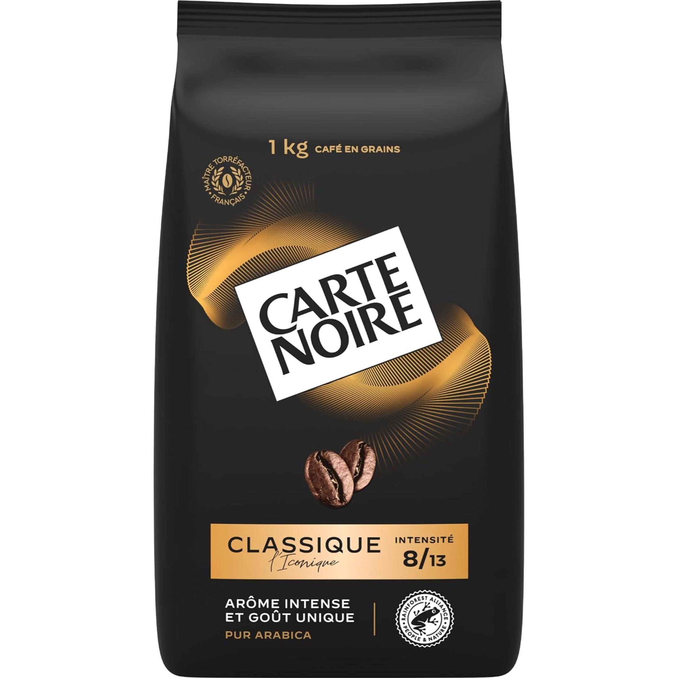 Café Grains Classique  - 100 % Arabica - Certifié Rainforest Alliance - 1 kg