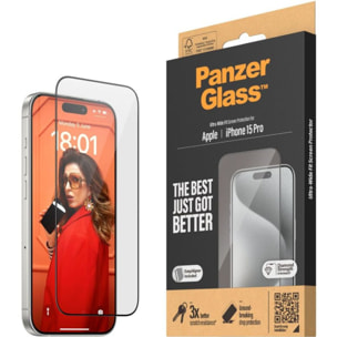 Protège écran PANZERGLASS iPhone 15 Pro Ultra-Wide-Fit