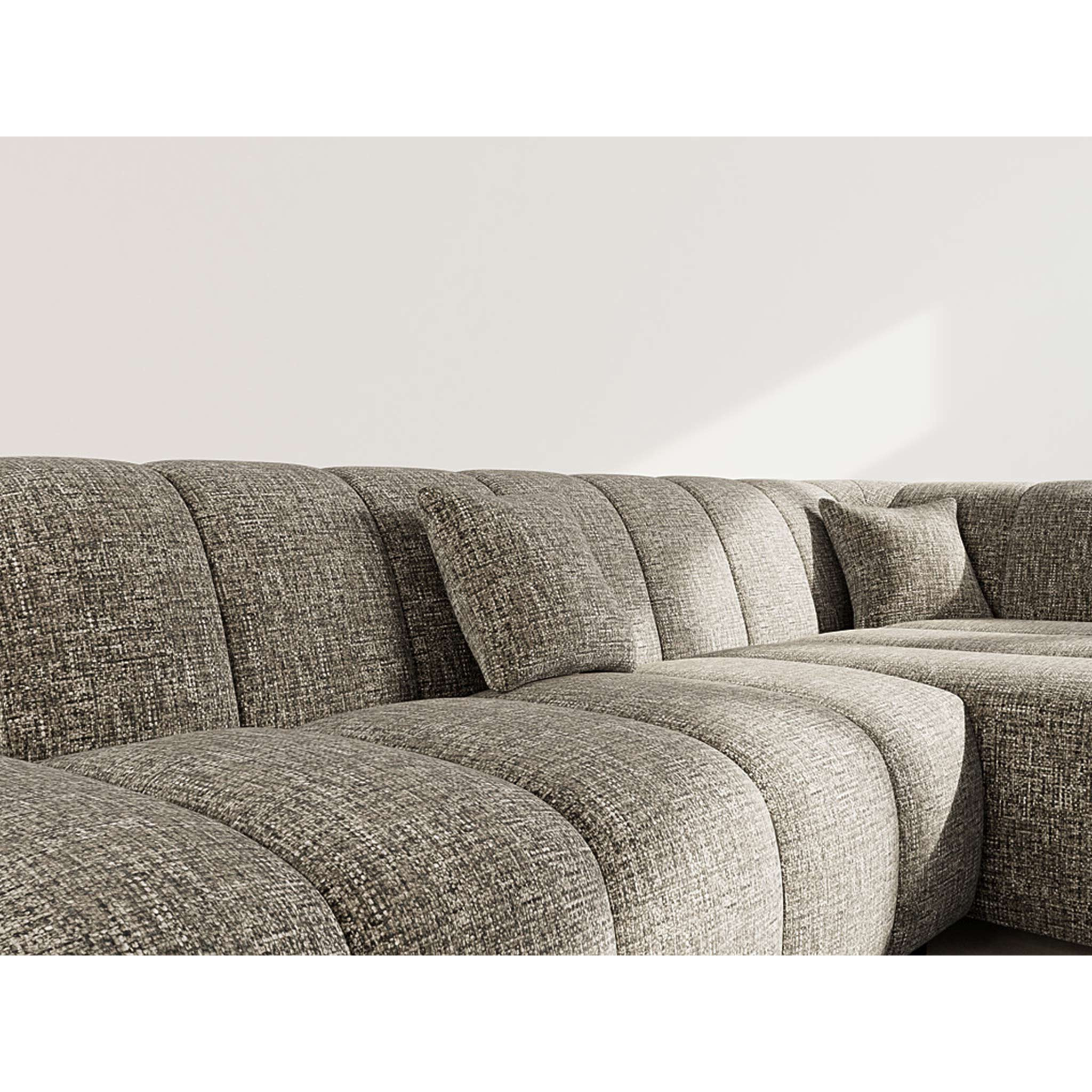 Curtis - canapé d'angle droit 4 places sans accoudoir en tissu texturé - Vert Olive