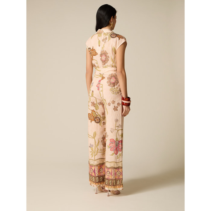 Oltre - Tuta in tessuto fantasia - Beige