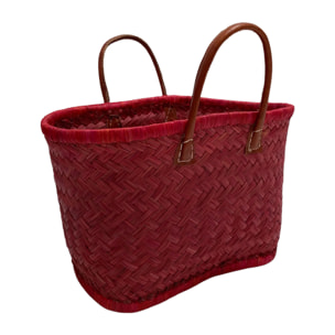 Panier artisanal de plage Rouge Fibres naturelles - Aravola MM Rouge