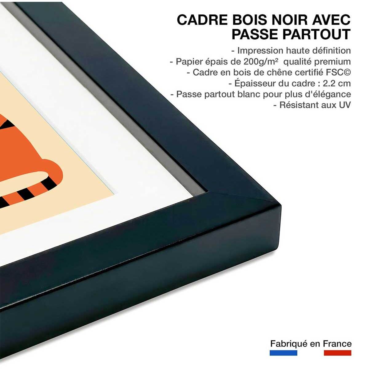 Affiche  circus tiger Affiche + cadre en bois - Noir