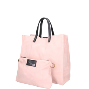 Borsa a mano da donna Made in Italy - Modello Novara Lux - Pelle Scamosciata - 34.5 x 32.0 x 17.0 cm