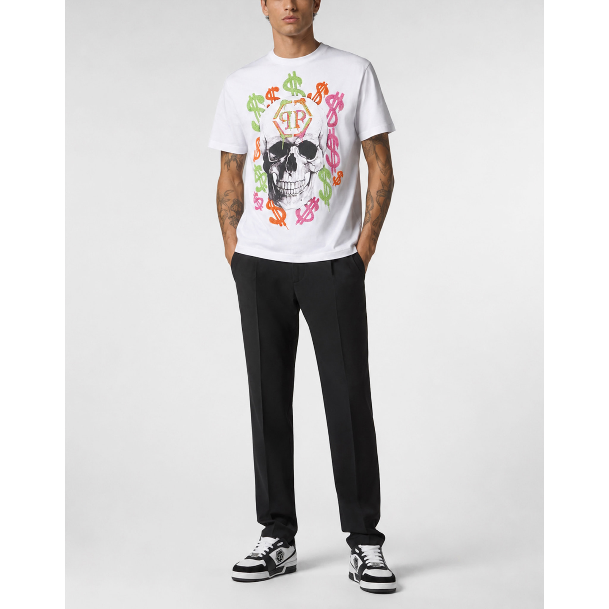 PHILIPP PLEIN Camiseta de cuello redondo y manga corta