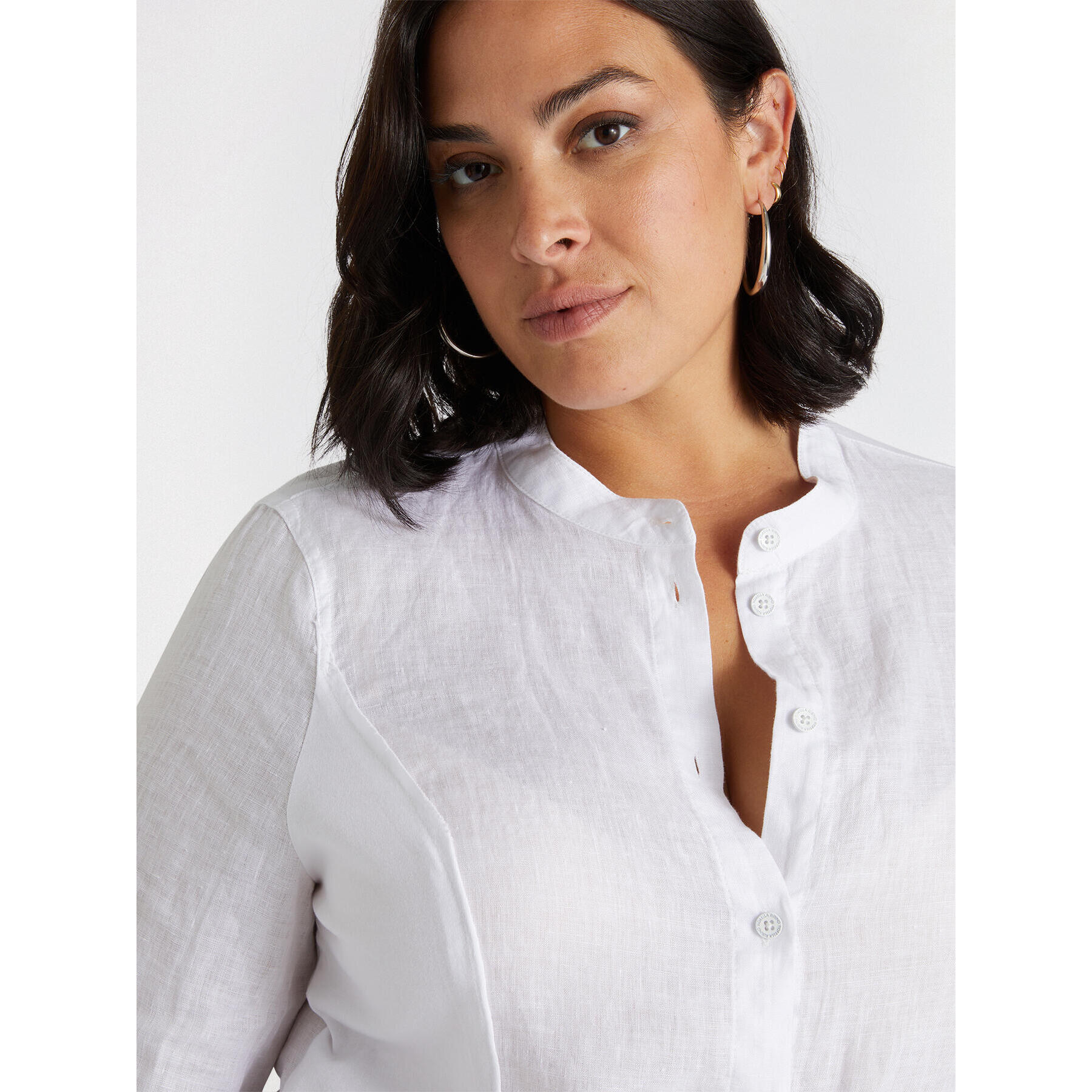 Fiorella Rubino - Camisa de lino y punto - Blanco