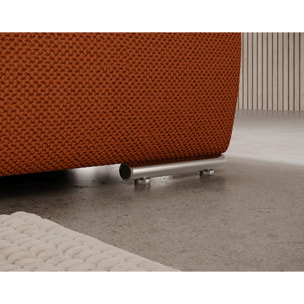 Gabriel - Canapé panoramique en U 7 places convertible avec coffre en tissu texturé - Rouge