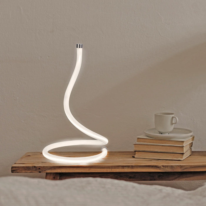 Forlight Sobremesa Rolly LED 12W Blanco Neutro - 4000K Níquel Satinado para Interior de Mesa en Oficina, Dormitorio, Comedor