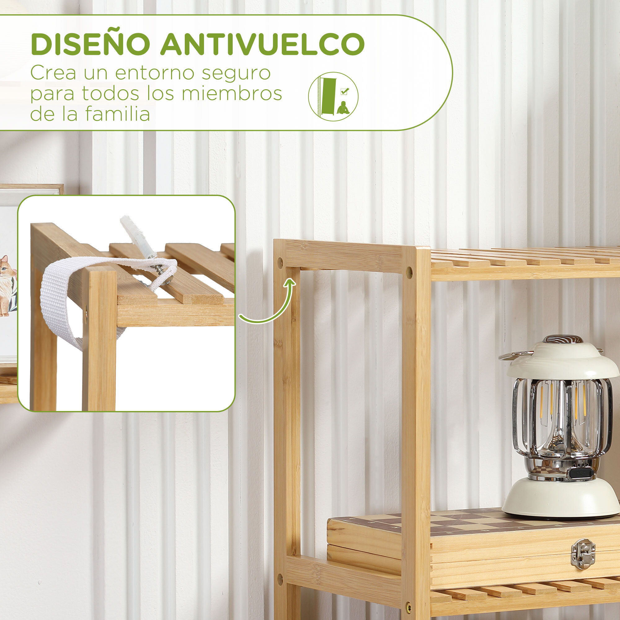 Estantería de Bambú de 5 Niveles para Baño Cocina Salón 60x26x130 cm Natural