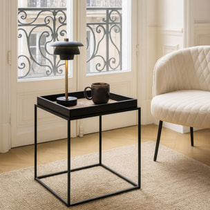 Meuble d'appoint en noix de coco et pieds en métal noir LAMAI
