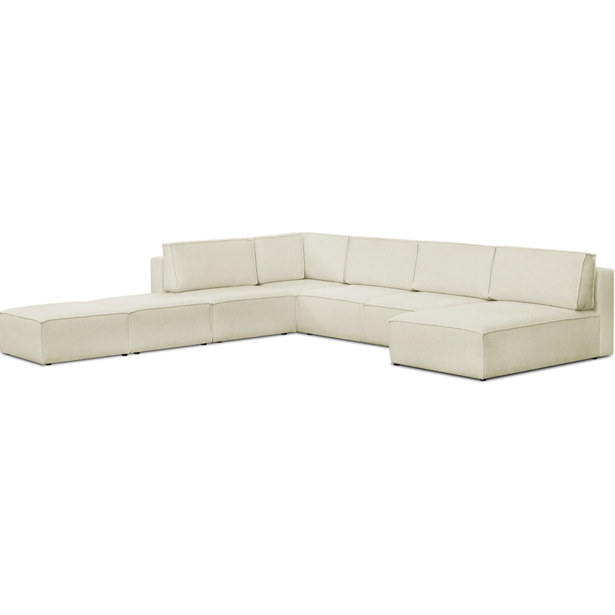Canapé d'angle gauche convertible 8+2 places en tissu bouclé - HARPER MOD