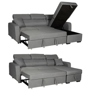Canapé d'angle convertible WARREN 3 places gris