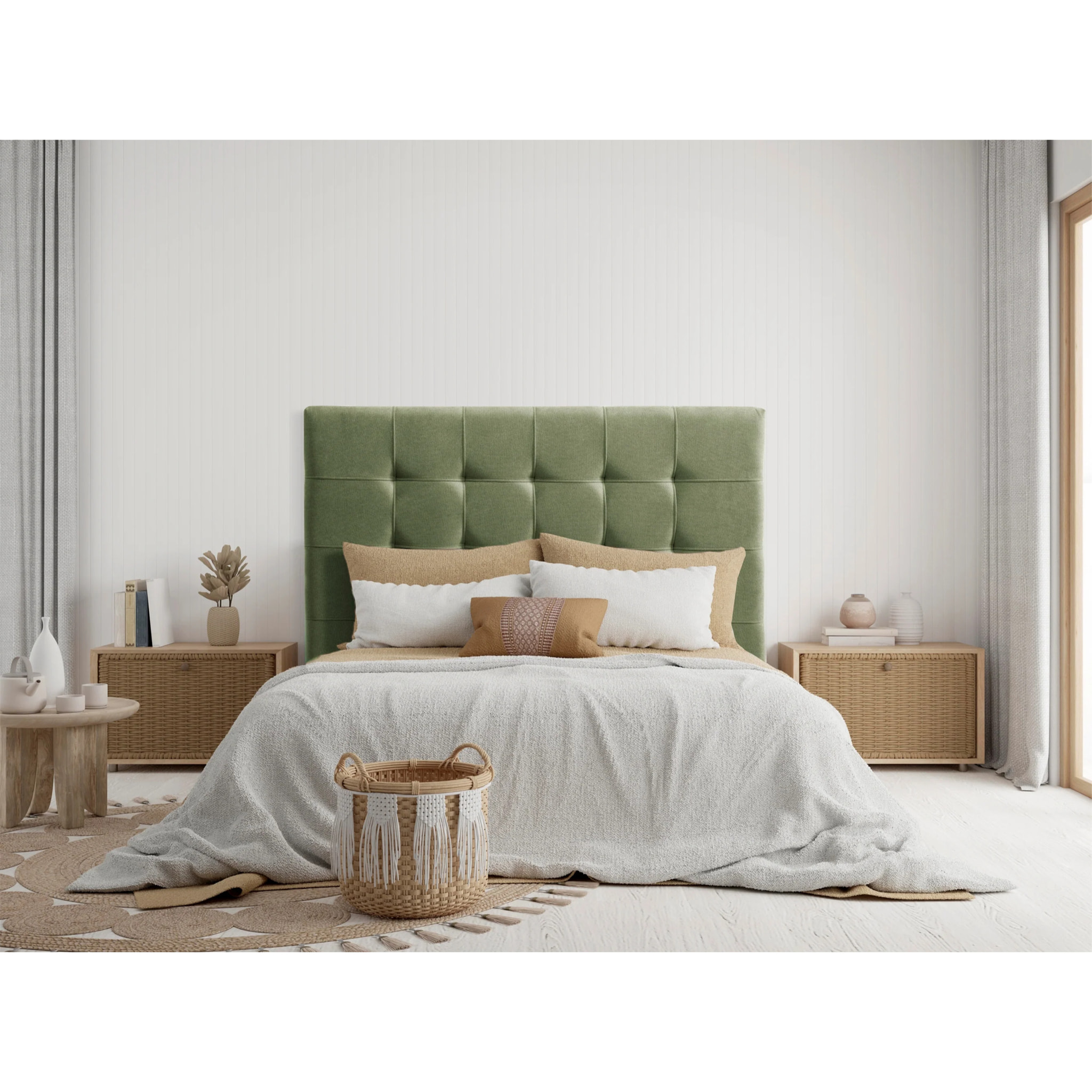 Cabecero de madera tapizado en tela para cama de 90 107x132