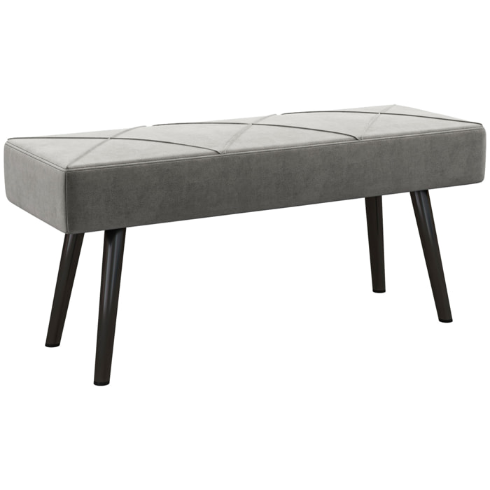 Taburete Pie de Cama Multifuncional Banco Pie de Cama Moderno Banco Dormitorio con Pies de Acero y Asiento Acolchado Carga 120 kg para Entrada Pasillo 100x36x45 cm Gris