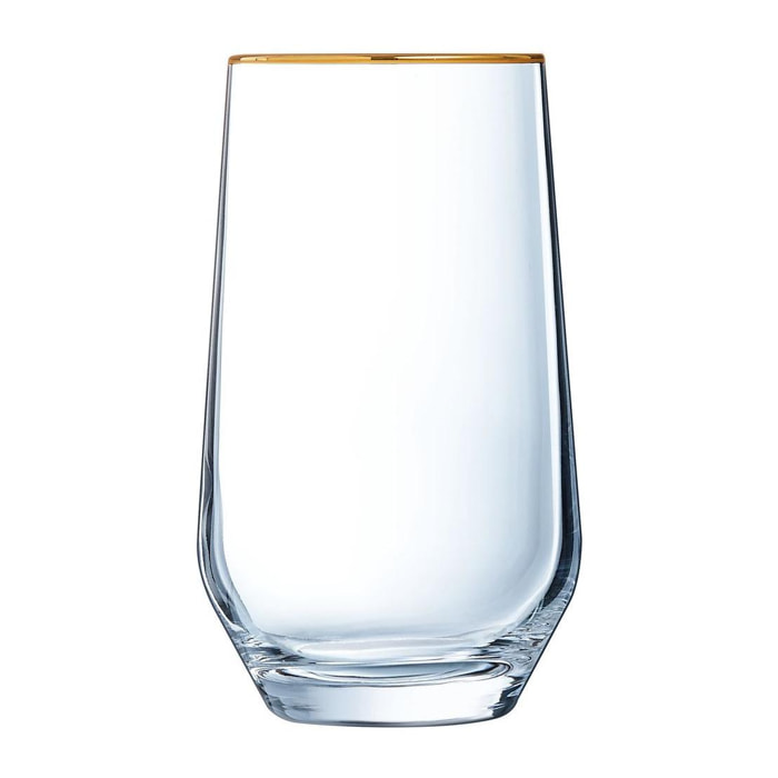 4 verres à eau 40 cl Ultime Bord Or - Cristal d'Arques