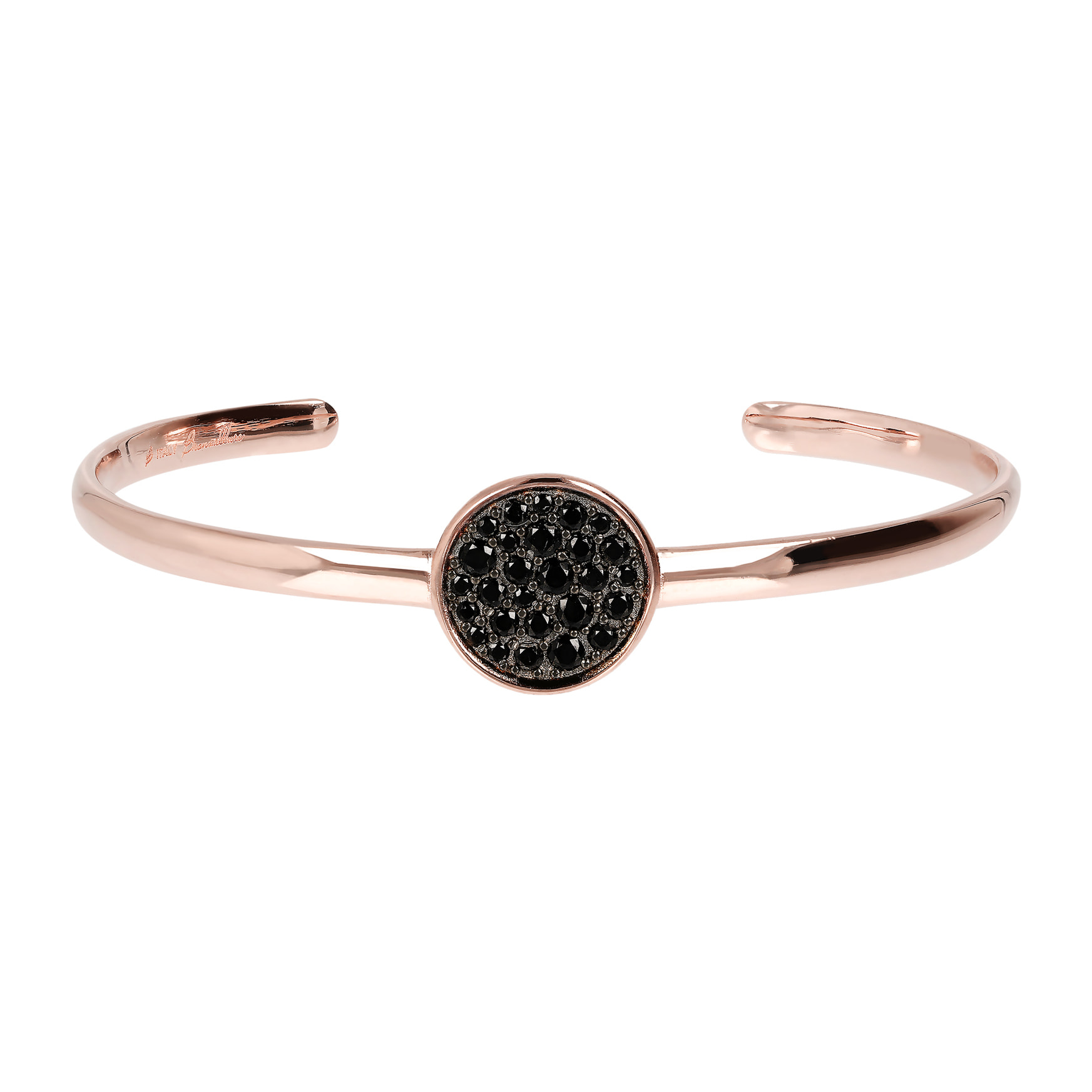 Bracciale Rigido con Elemento Tondo in Pavé di Spinello Nero