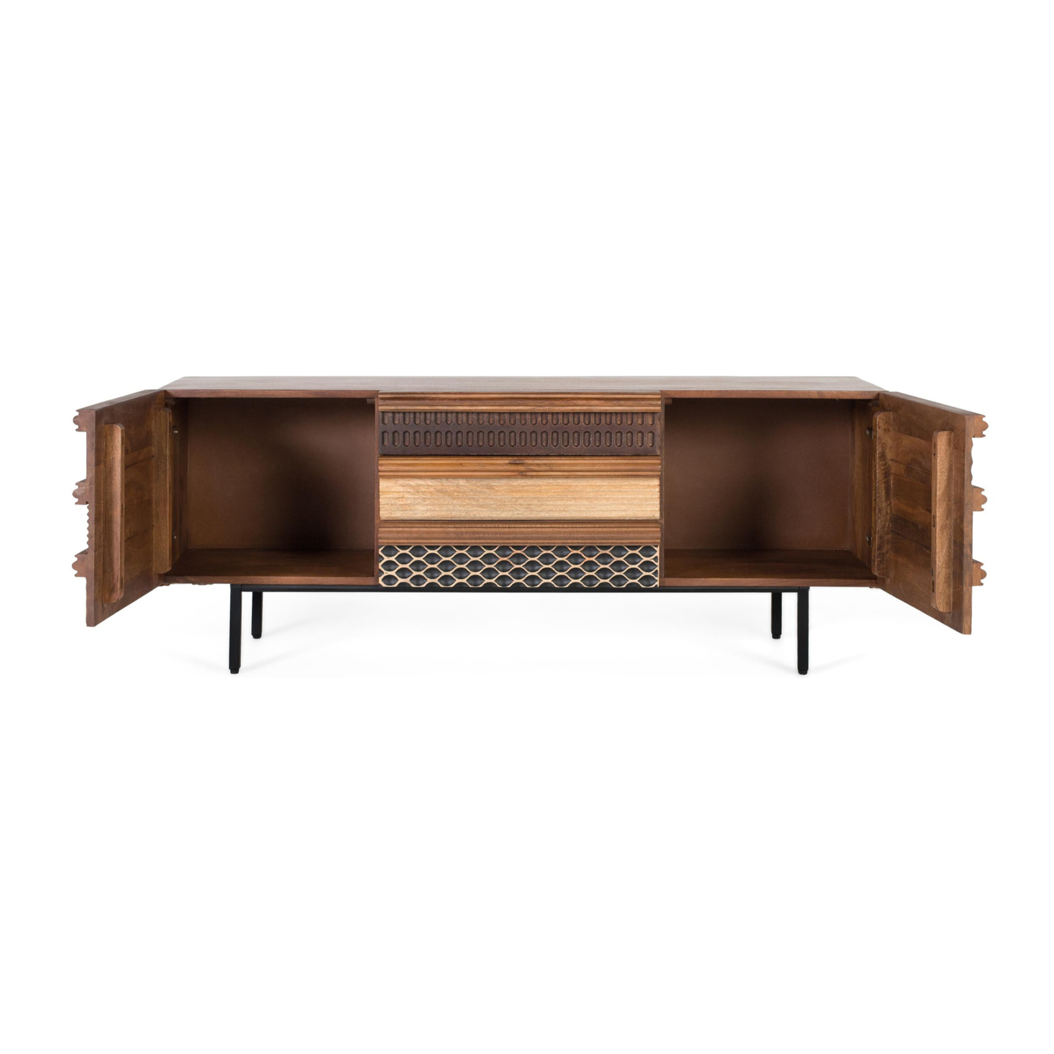 Mueble TV de Madera de Mango 140 Cm Estilo Natural Moderno