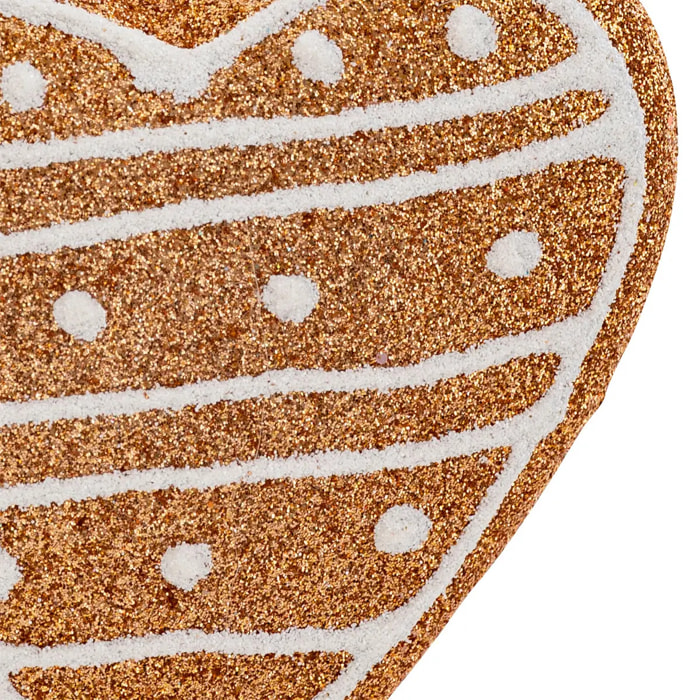 Sujet cœur cookie paillettes polystyrène H.9cm marron