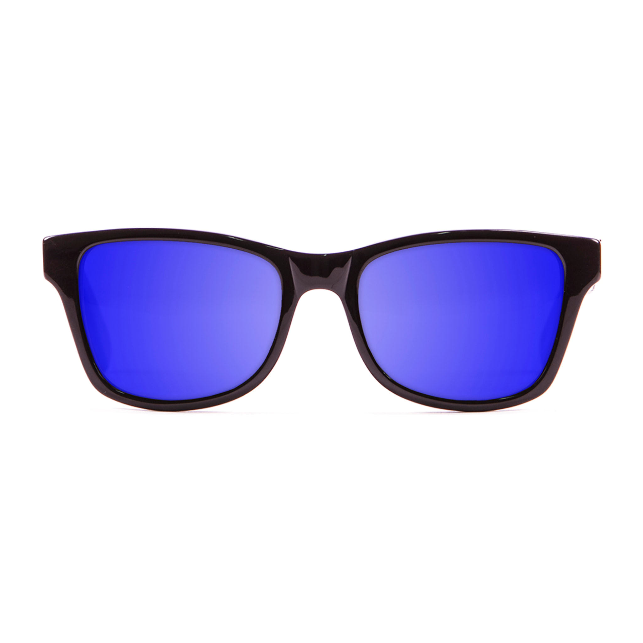 Gafas de sol KAU LONDON - De acetato negro brillante / Azul cielo revo azul con ébano