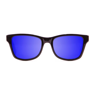 Gafas de sol KAU LONDON - De acetato negro brillante / Azul cielo revo azul con ébano