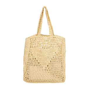 Bolso de playa de paja beige