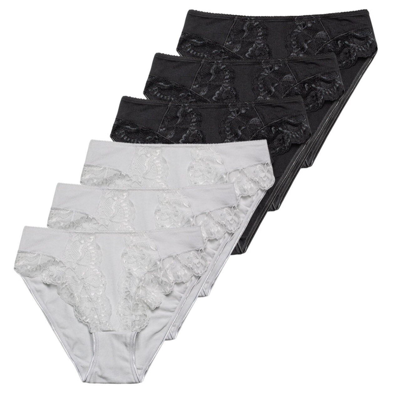 6 Slip da Donna Fianco Medio Nottingham in Cotone Modal, Art. SM6101, Assortito (Bianco + Nero)