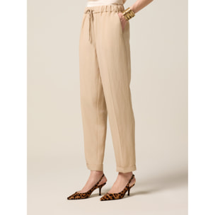Oltre - Chinos misto lino - Beige