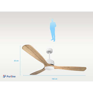 Ventilateur de plafond Réversible  Thermostat Wifi Moteur à courant continu Toits en pente Télécommande Hypersilence Mémoire Shopify Vendible (AUTOMATIQUE) 40   W Blanc