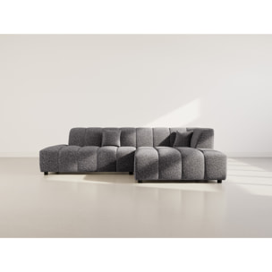Curtis - canapé d'angle droit 4 places sans accoudoir en tissu texturé - Gris foncé