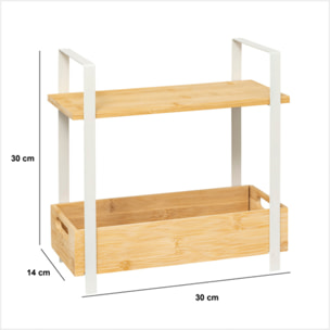 Étagère "Ordera" 2 niveaux avec bac de rangement en bambou