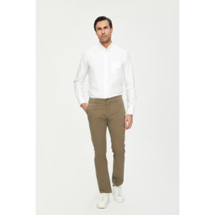 Camicia Uomo 1 Bottone Button Down Slim Oxford Lavato Unito Bianco