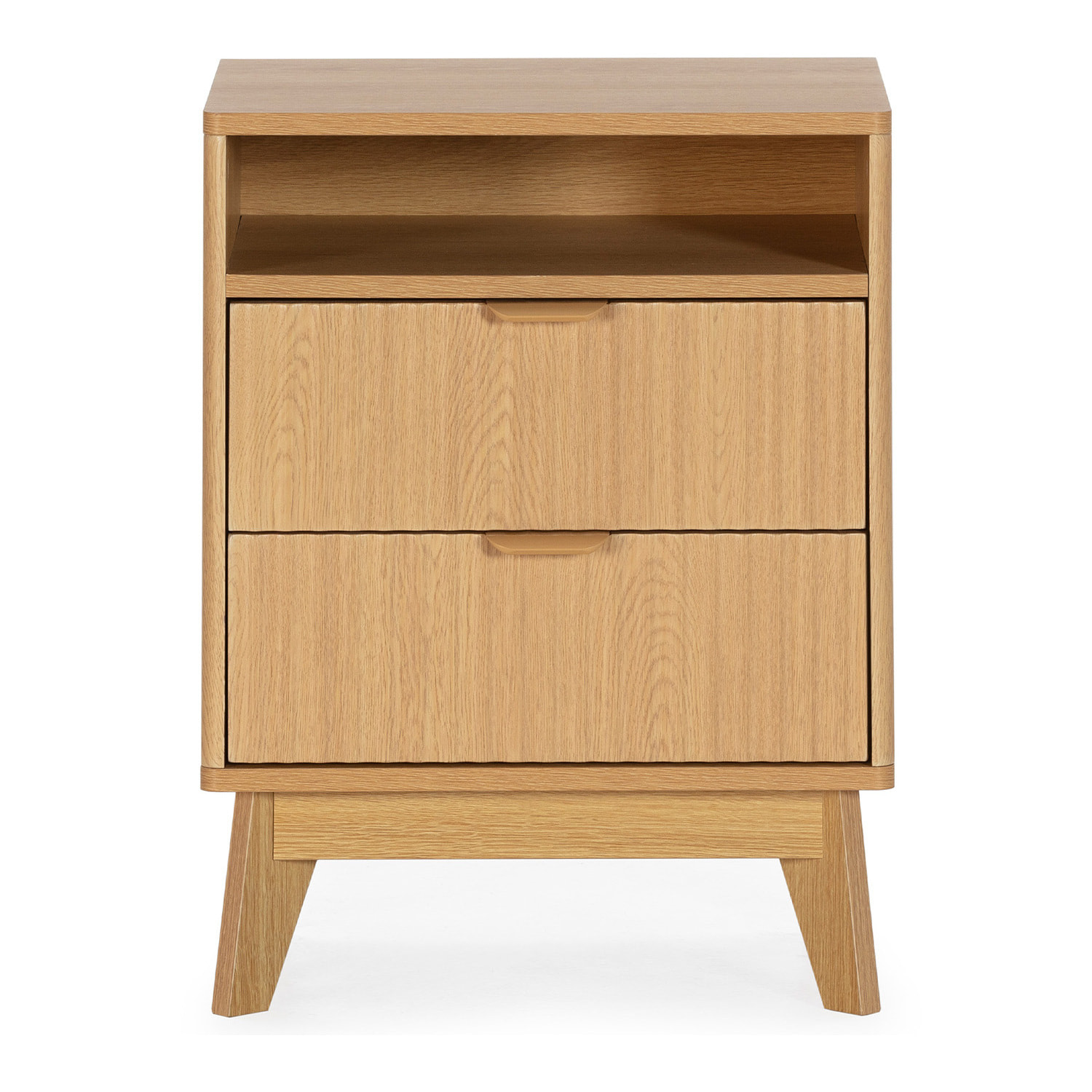 Mesita de noche Oporto 2 cajones 1 hueco efecto Roble