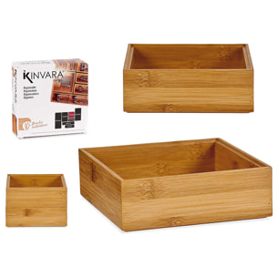 Organizzatore impilabile in bambù 15x15 cm.