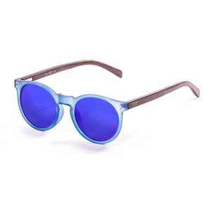 Gafas de sol OCEAN LIZARD WOOD - De brazo marrón bambú con montura azul transparente y / Revo azul