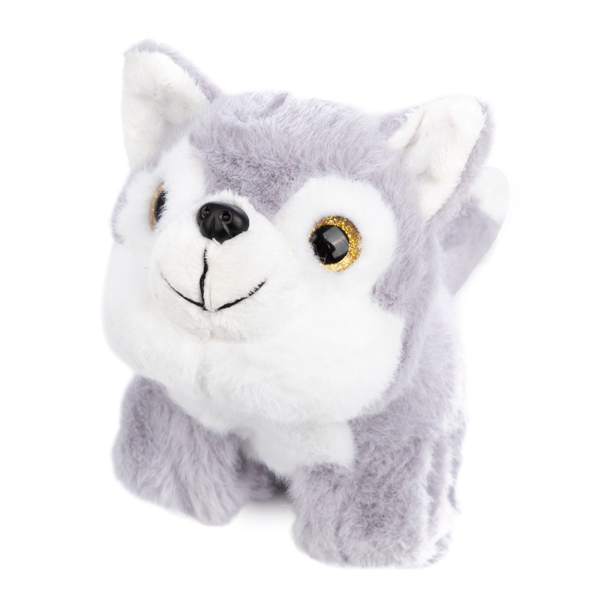 Peluches extra morbido e soffice. Design husky con meccanismo arrotolabile. 18 cm.