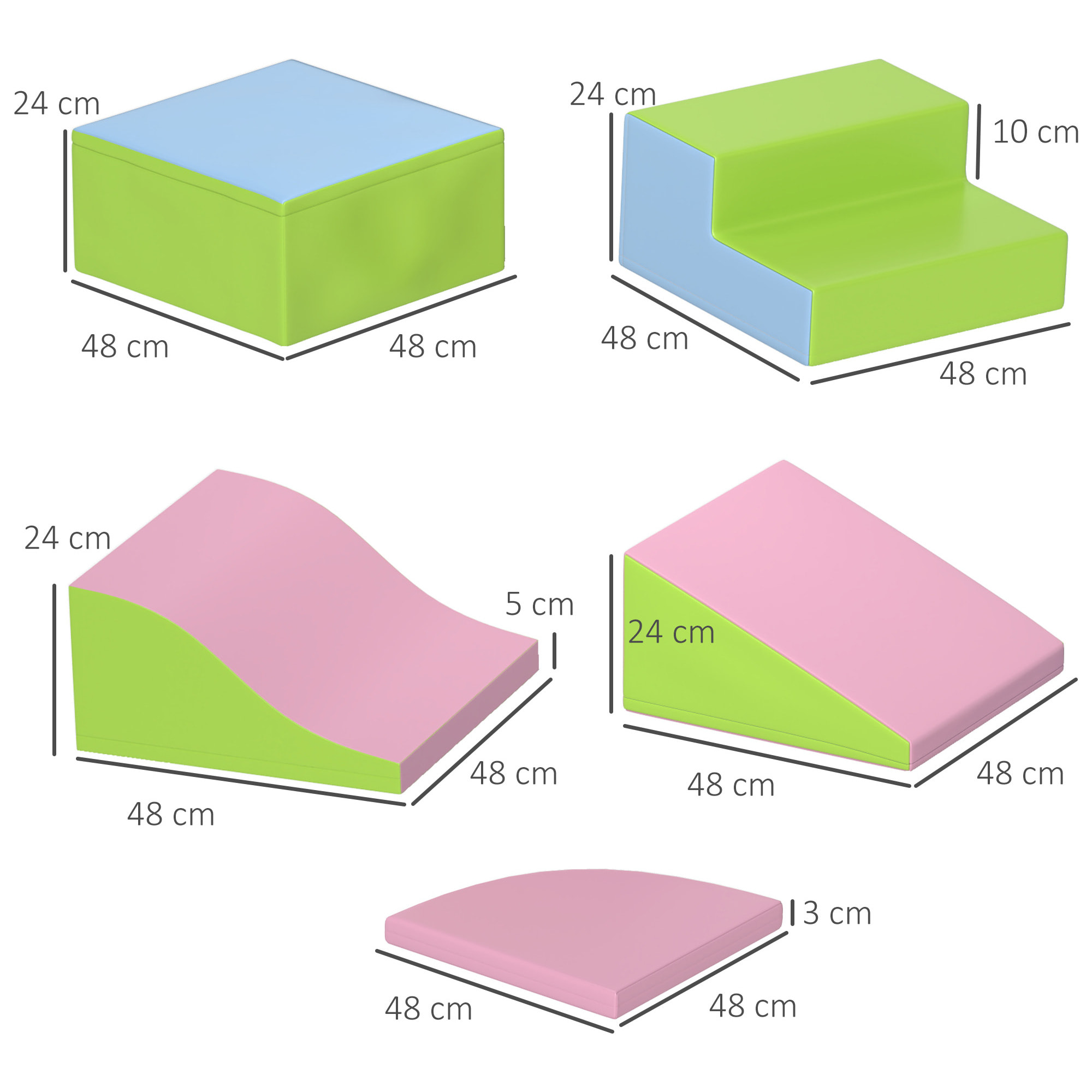 Juego de 6 Bloques Psicomotricidad para Niños Bloques de Construcción Figuras de Construcción Juguete para Aprendizaje para Escalar y Gatear Multicolor