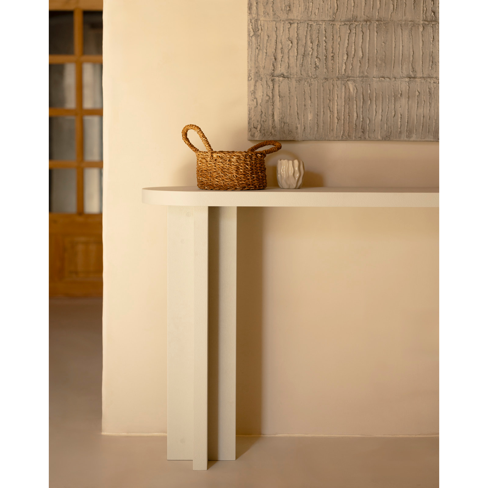 Console en microciment ton blanc cassé de 120x80cm Hauteur: 35 Longueur: 120 Largeur: 80