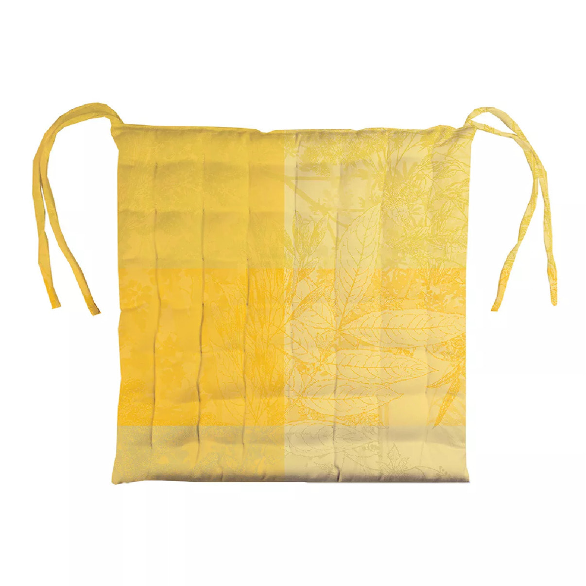 Galette de chaise pur coton enduit jacquard Mille esprit jardin solaire