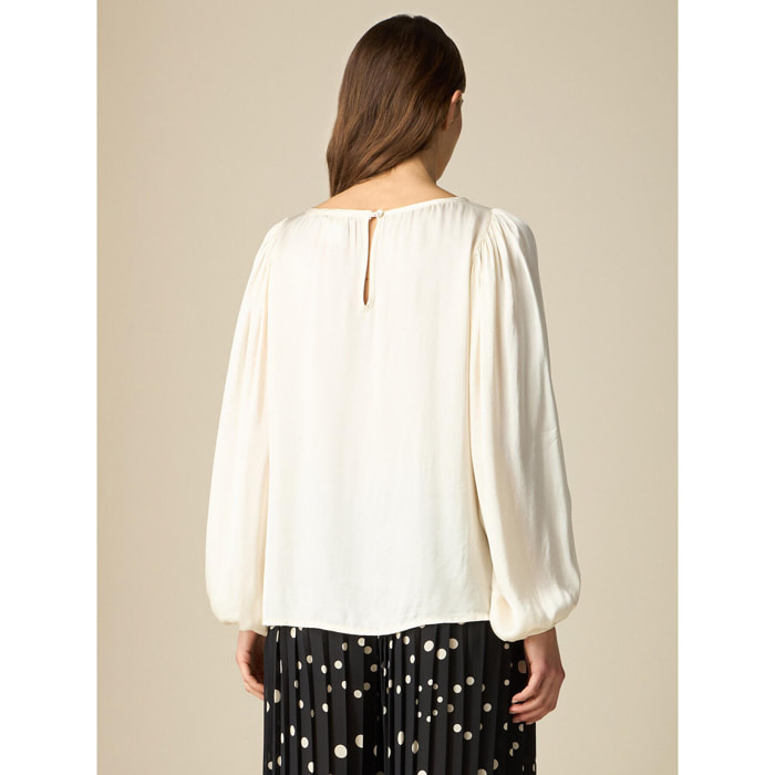 Oltre - Blusa en raso de viscosa - Blanco