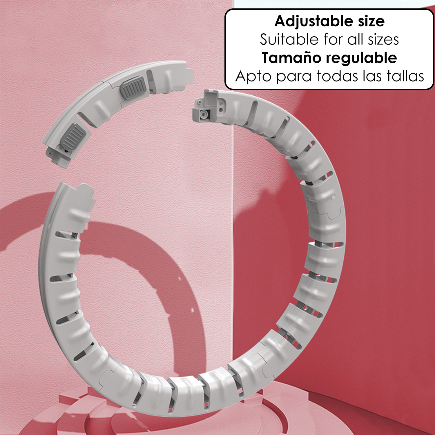 Aro de hula hoop T204 inteligente de fitness y musculación para la cintura. Para hombres y mujeres (40 a 80Kg). 3 secciones ajustables.