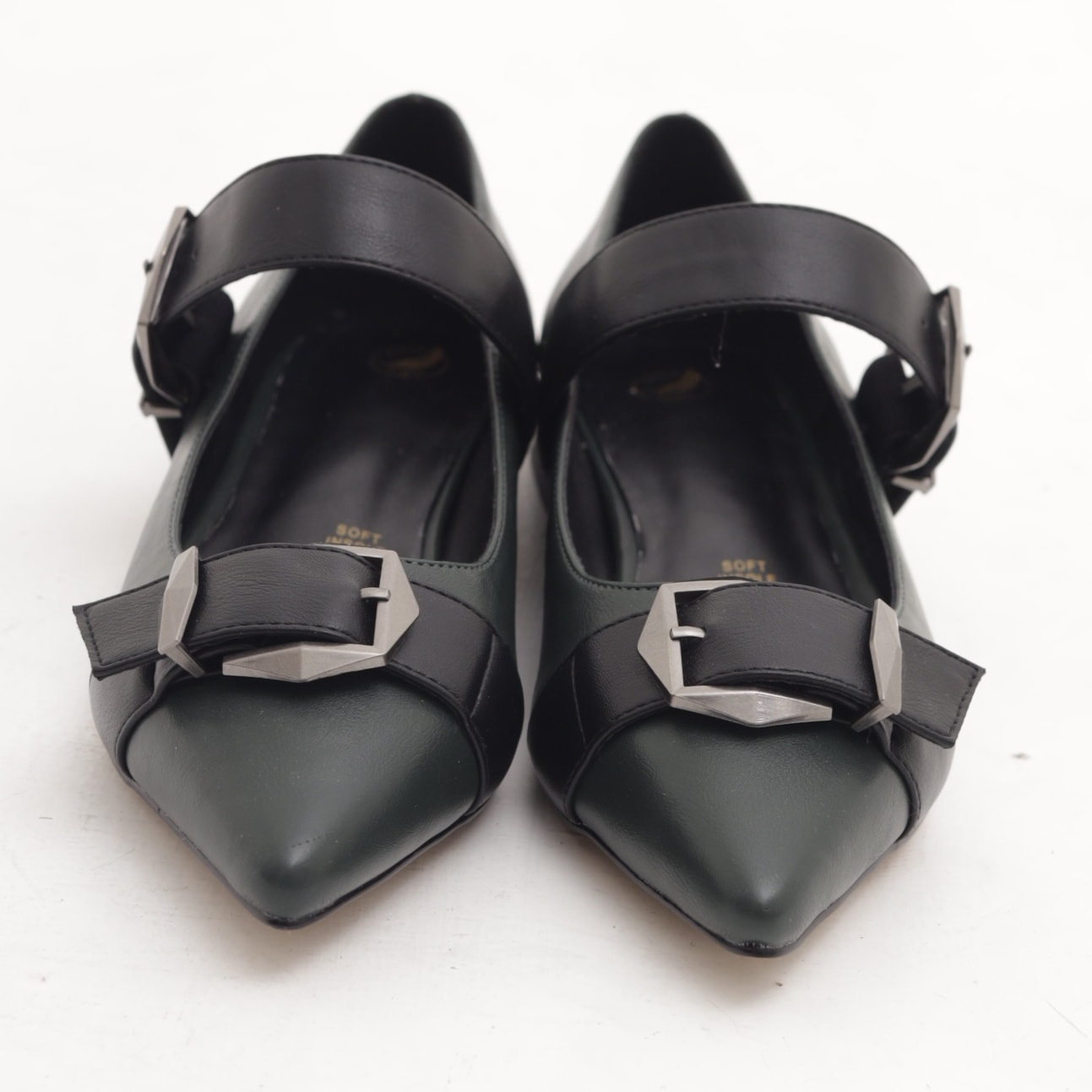 DECOLLETE FLAT FIBBIE VERDE