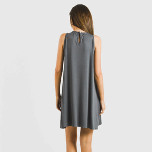 Vestido corto tirantes viscosa liso