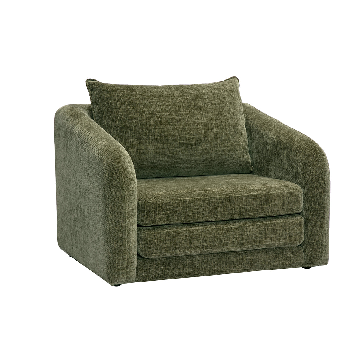 Fauteuil convertible en tissu effet velours texturé vert kaki MAHAUT