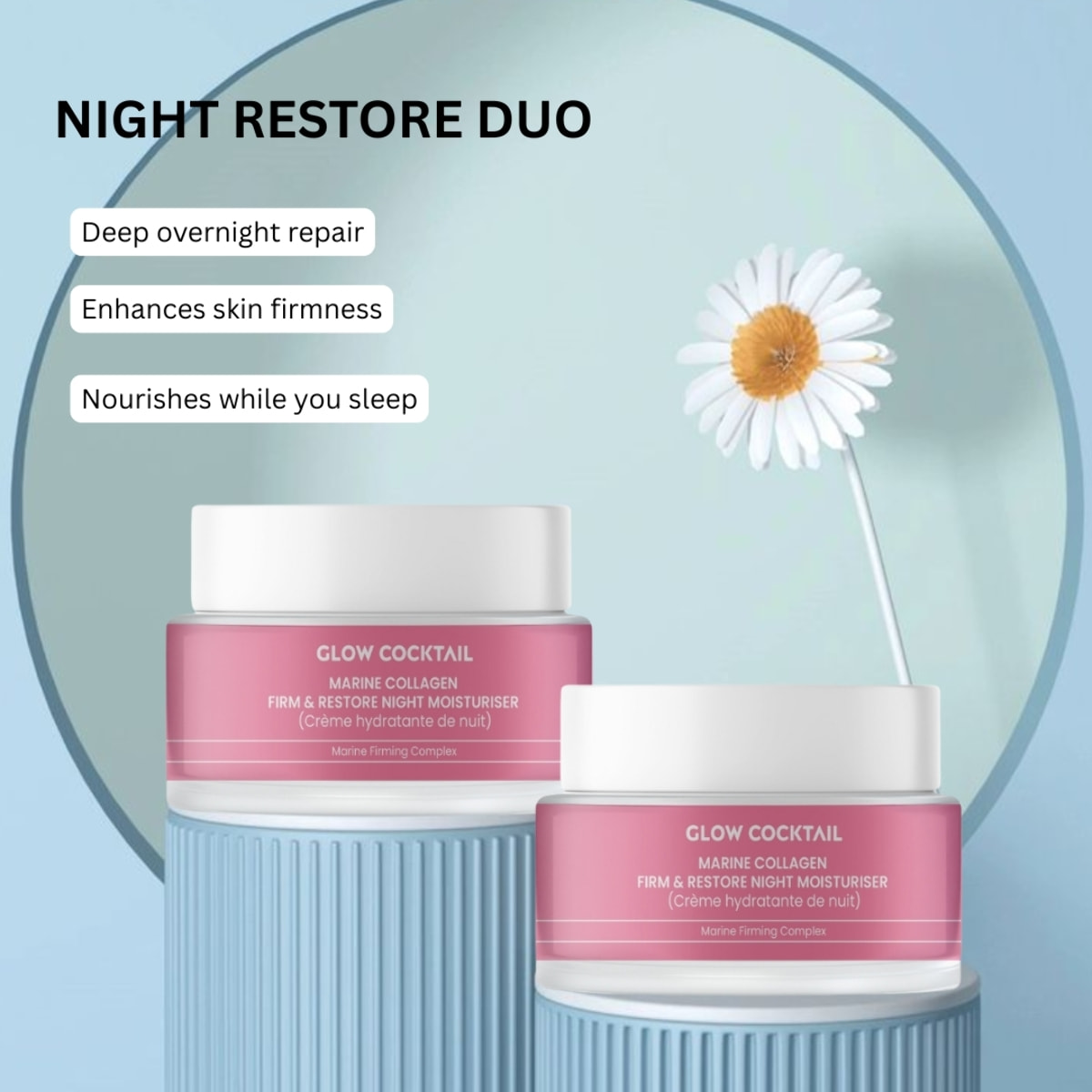 Dúo de cremas de noche restauradoras de colágeno