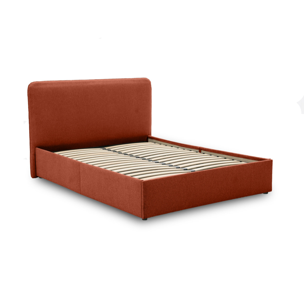 Goyave - lit coffre - 160x200 - en tissu - sommier inclus - Terracotta