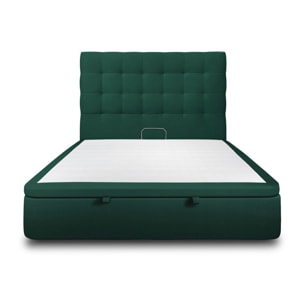 Lit avec sommier et tête de lit capitonnée - Velours au style chic - Adapté à tous les matelas, montage rapide - Finition élégante